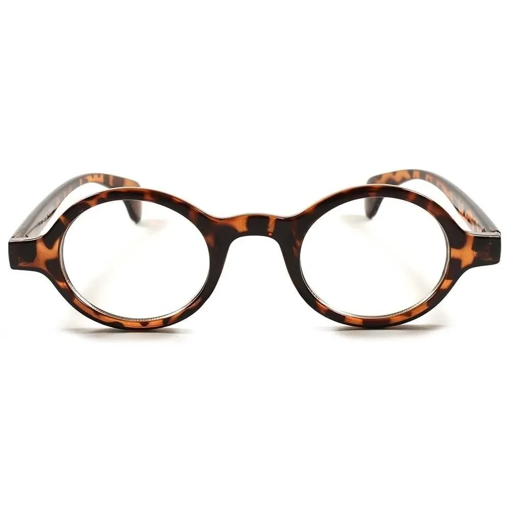 Tortoise Vintage Retro Style Hippie Mens Womens Clear Lens Glasses Round Frame